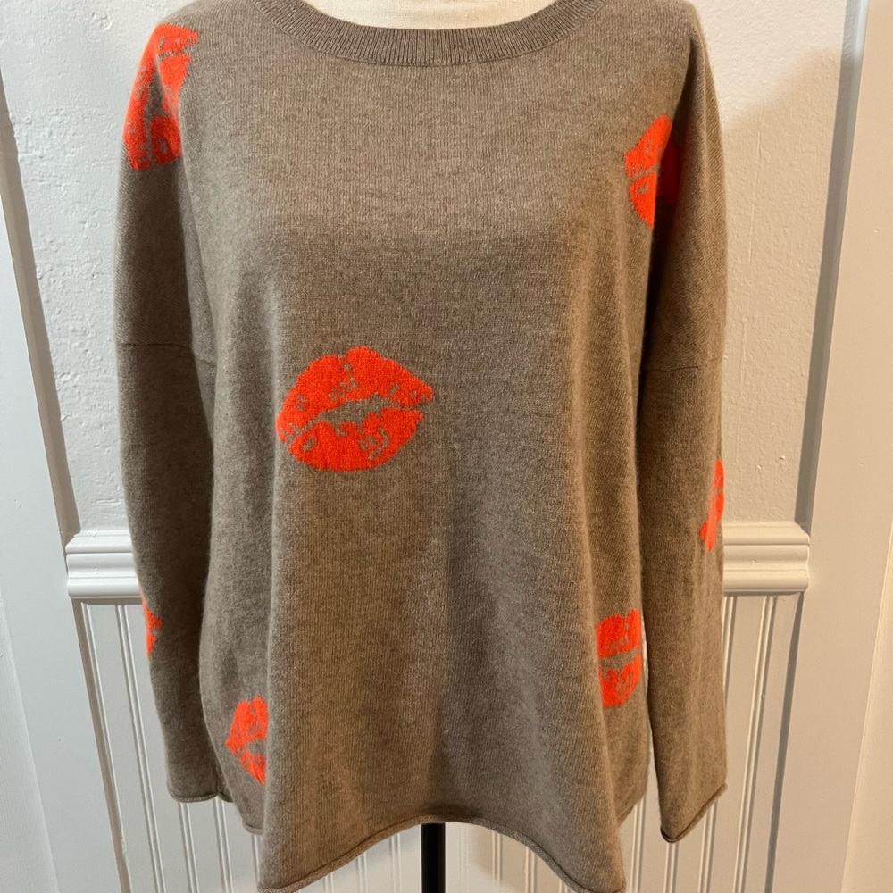Cashmere Lip/Kiss Sweater, Sz:XL
